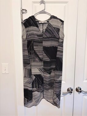 RACHEL Rachel Roy Black & White Geometric Assymmetrical Dress